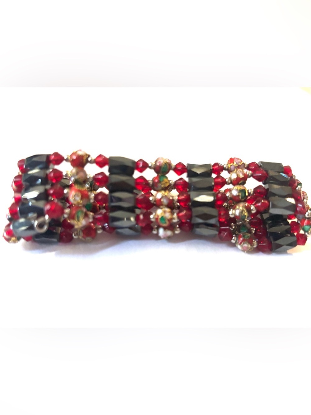 Magnet Red and Black choker Multi-Strand Beaded Bracelet anklet one size